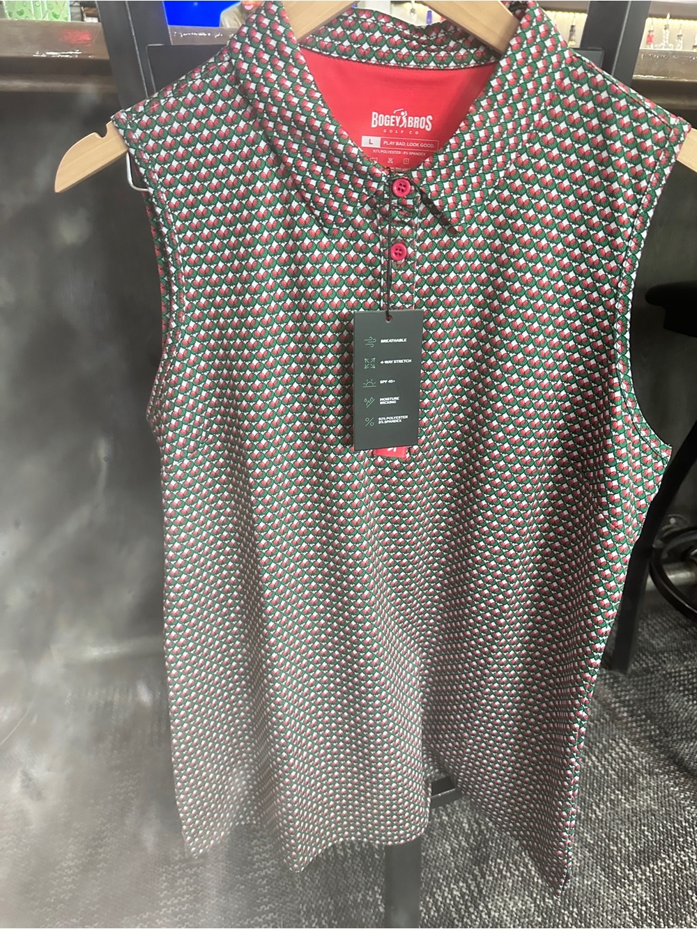 Bogey Bros Women’s Red Patterned Sleeveless Polo Tank Top
